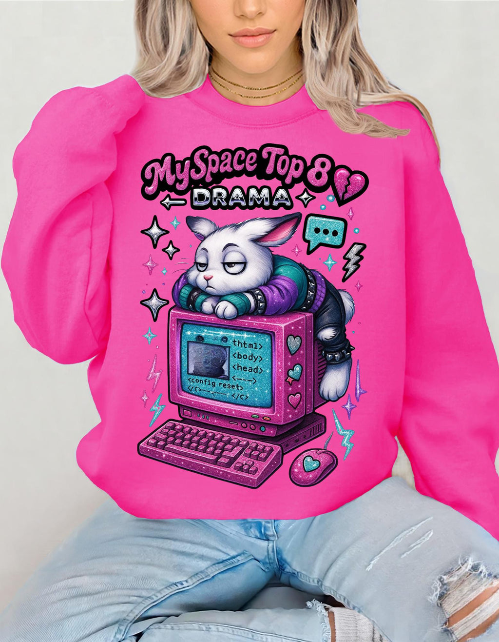 Vintage MySpace Top 8 Crewneck Sweatshirt – Nostalgic 90s Gamer Gift