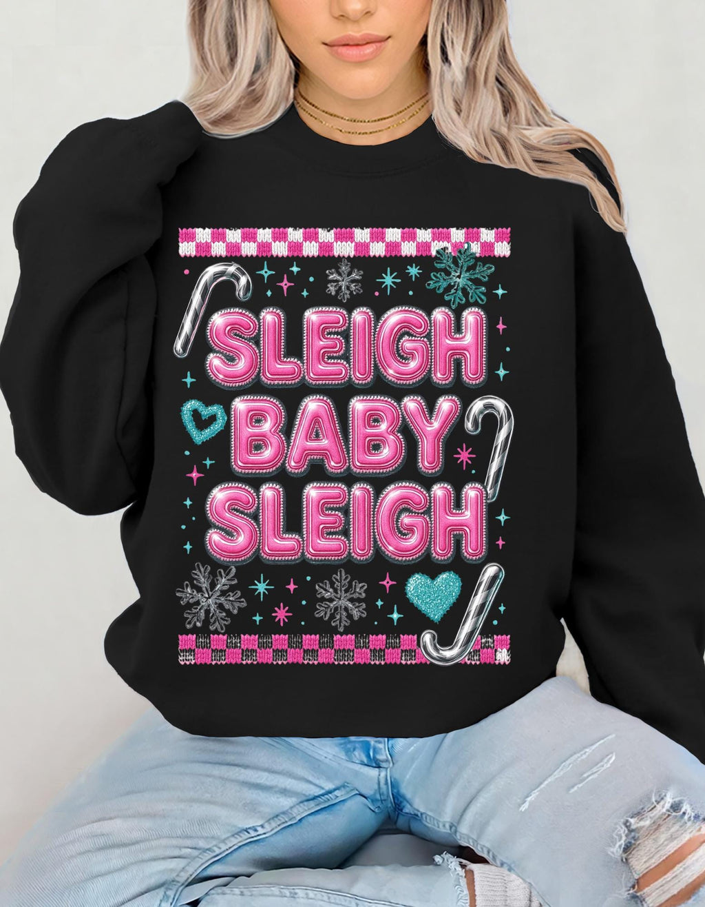 Sleigh Baby Sleigh Christmas Sweatshirt, Unisex Holiday Crewneck