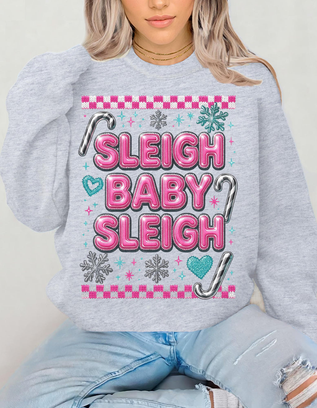Sleigh Baby Sleigh Christmas Sweatshirt, Unisex Holiday Crewneck