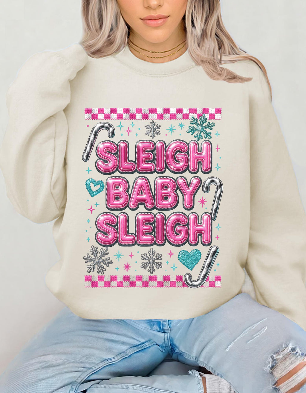 Sleigh Baby Sleigh Christmas Sweatshirt, Unisex Holiday Crewneck