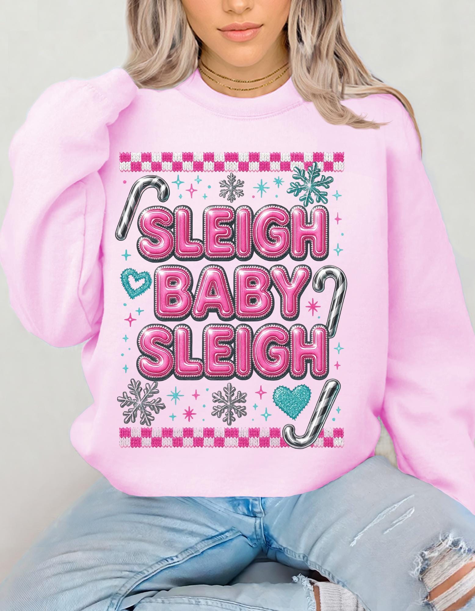 Sleigh Baby Sleigh Christmas Sweatshirt, Unisex Holiday Crewneck