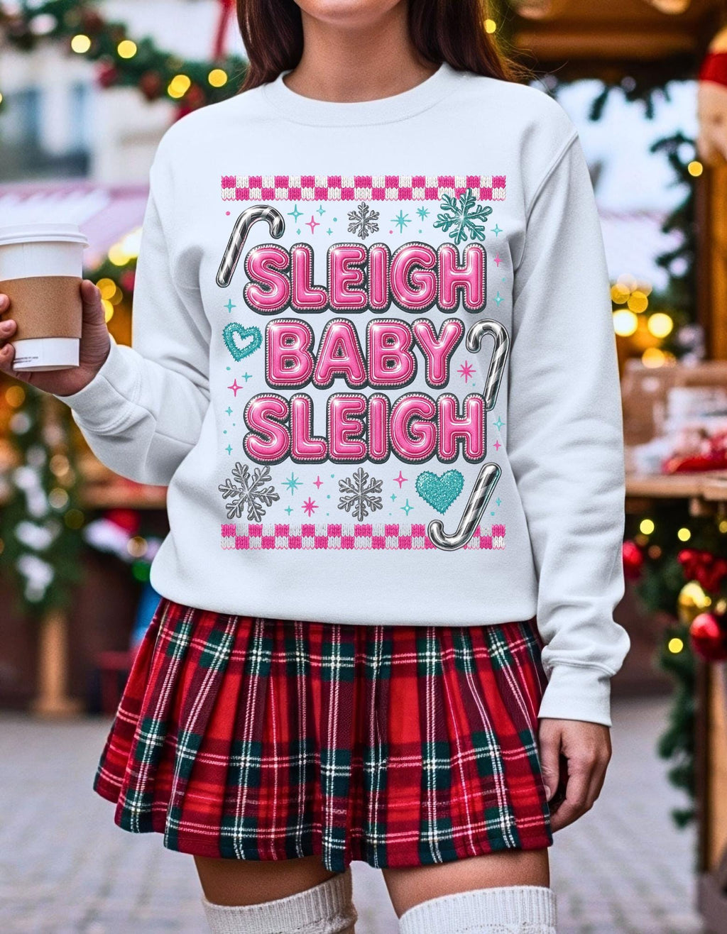 Sleigh Baby Sleigh Christmas Sweatshirt, Unisex Holiday Crewneck