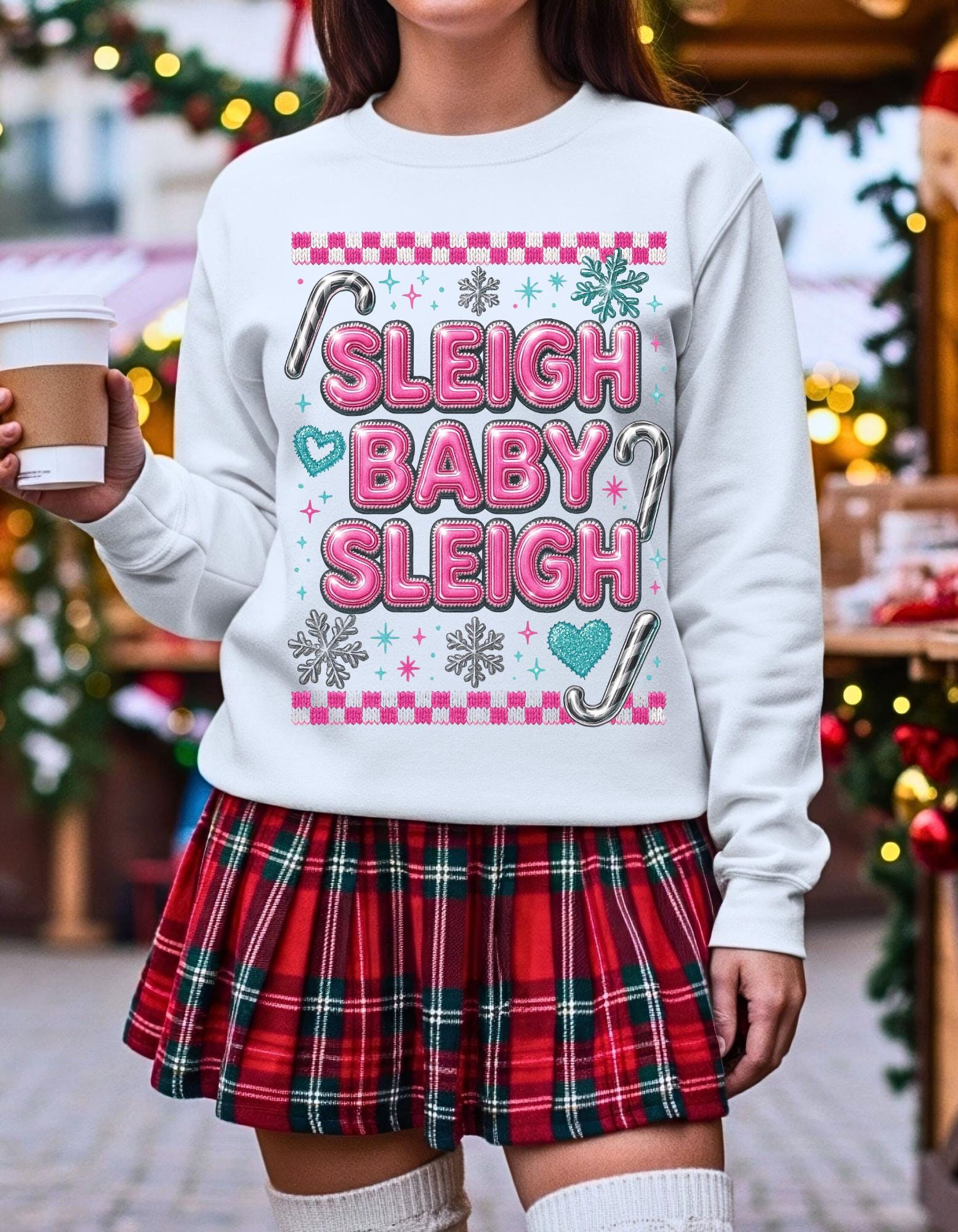 Sleigh Baby Sleigh Christmas Sweatshirt, Unisex Holiday Crewneck