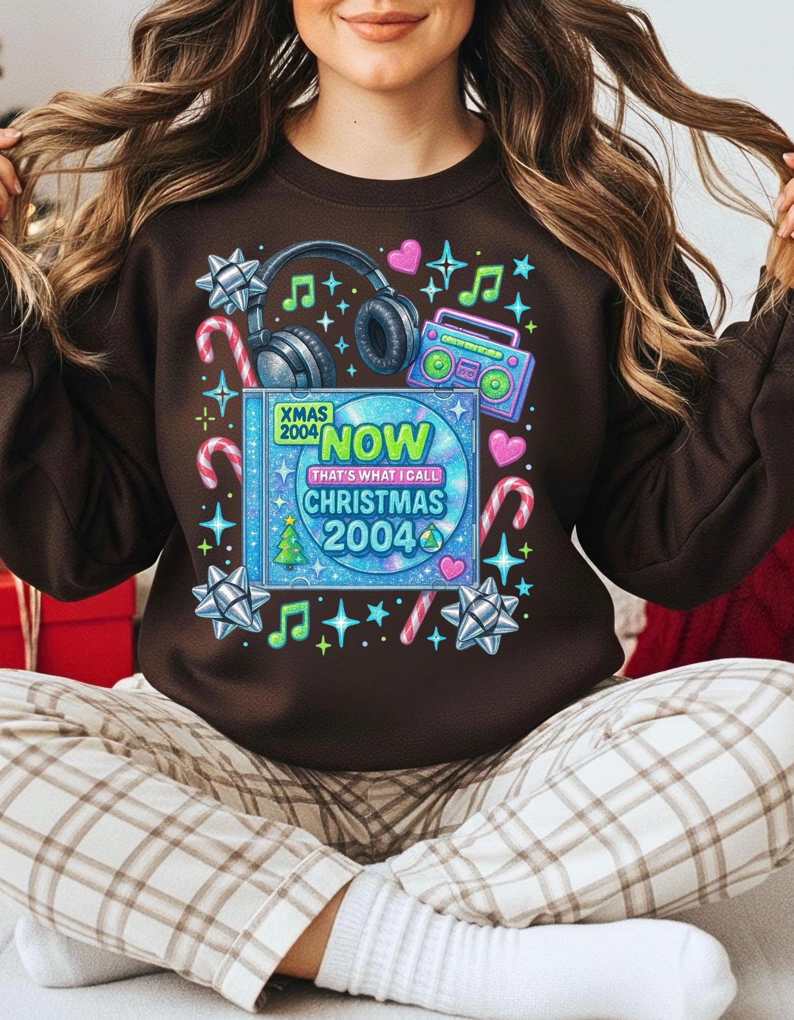 Y2K Christmas CD Sweatshirt - Retro 2004 Music Nostalgia Holiday Pullover Gift