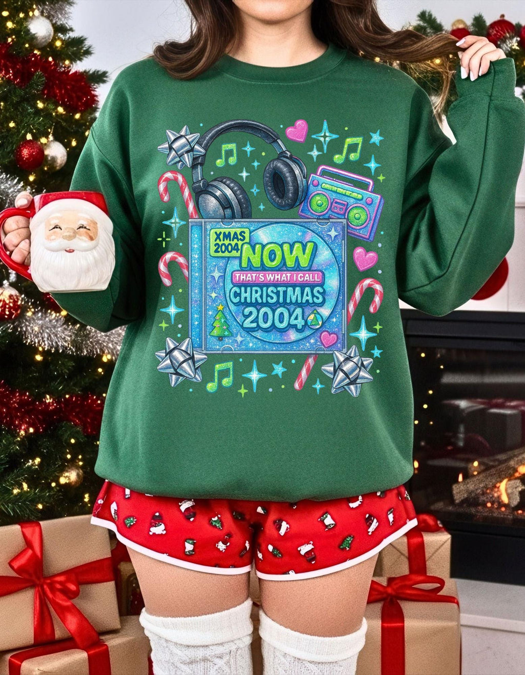 Y2K Christmas CD Sweatshirt - Retro 2004 Music Nostalgia Holiday Pullover Gift