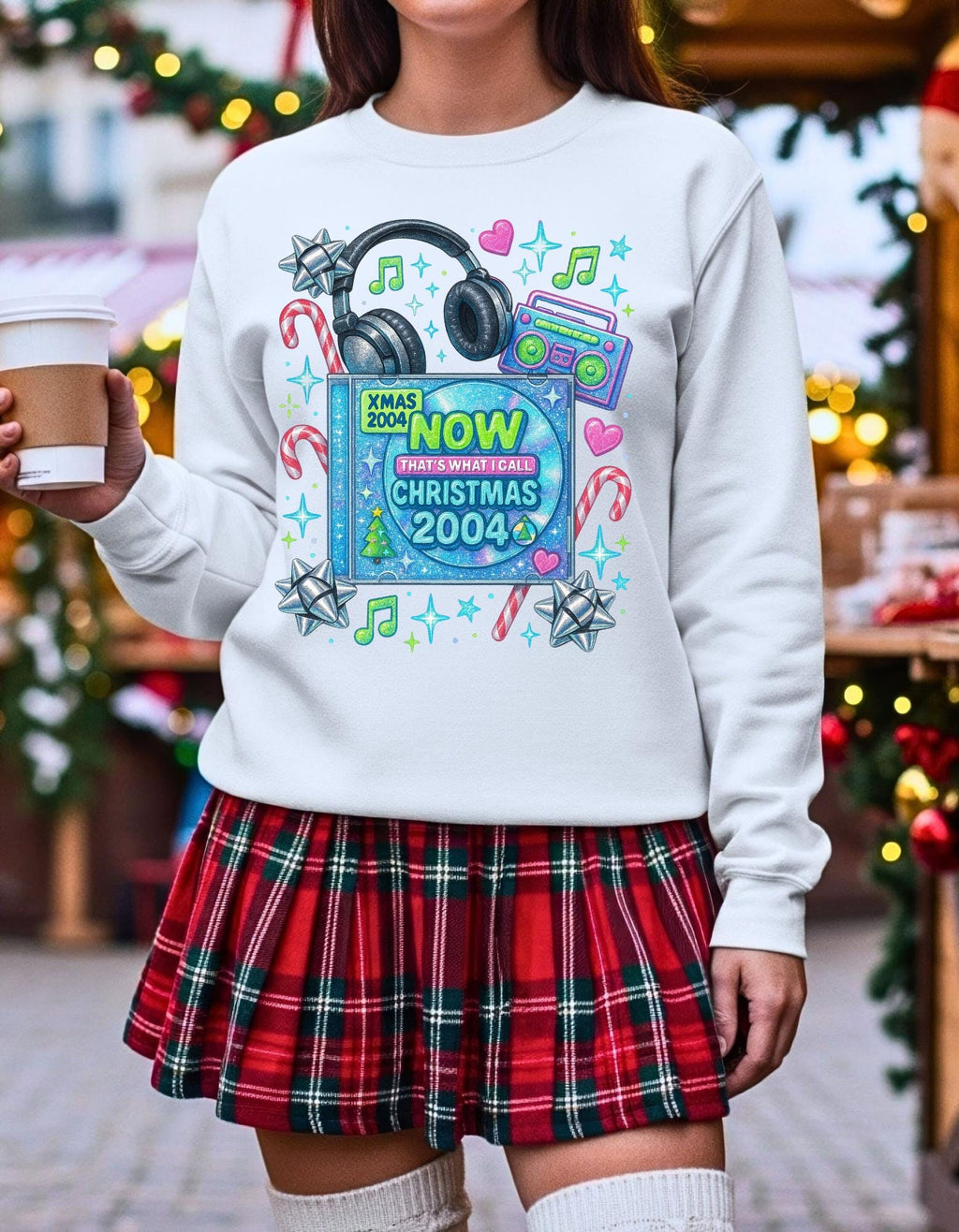 Y2K Christmas CD Sweatshirt - Retro 2004 Music Nostalgia Holiday Pullover Gift