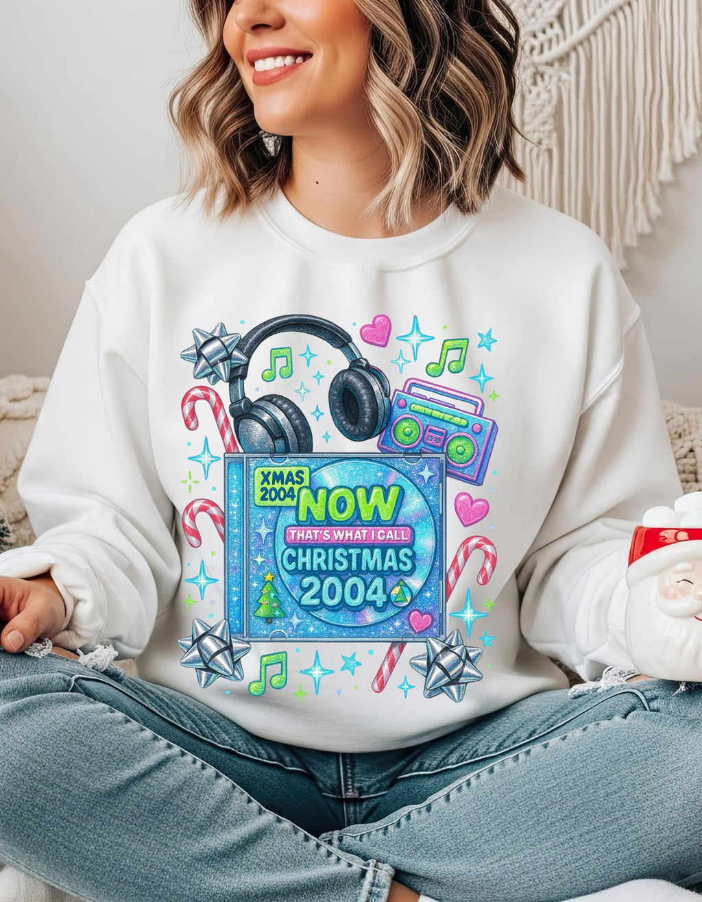 Y2K Christmas CD Sweatshirt - Retro 2004 Music Nostalgia Holiday Pullover Gift