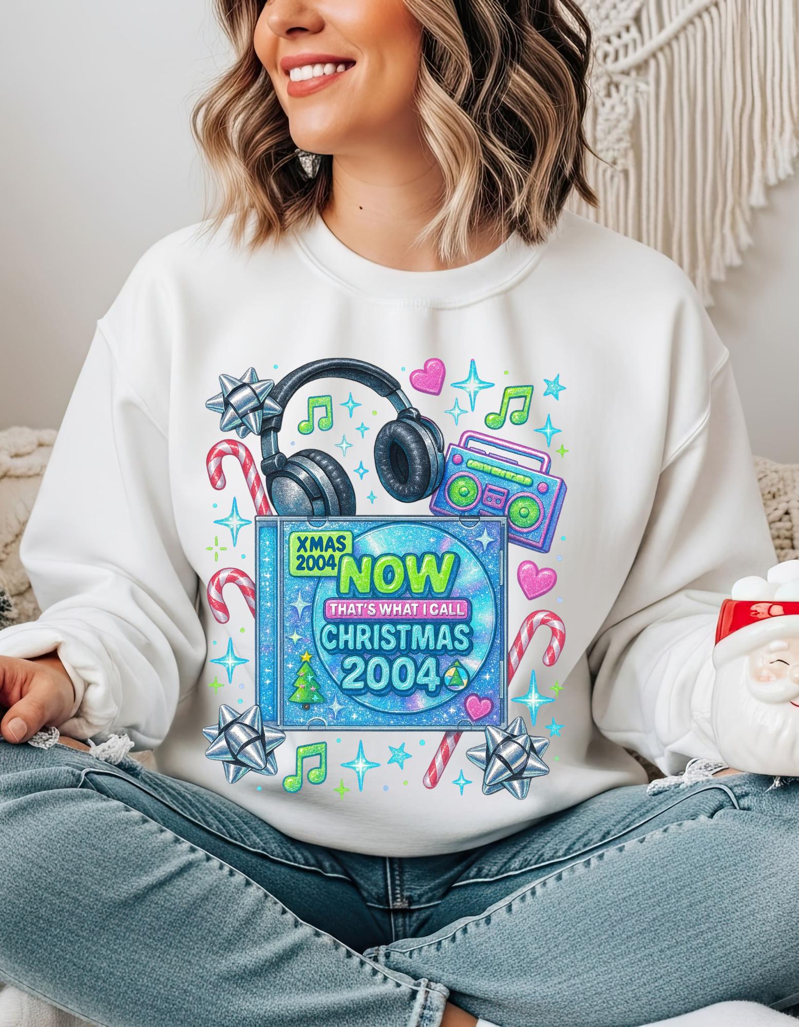 Y2K Christmas CD Sweatshirt - Retro 2004 Music Nostalgia Holiday Pullover Gift
