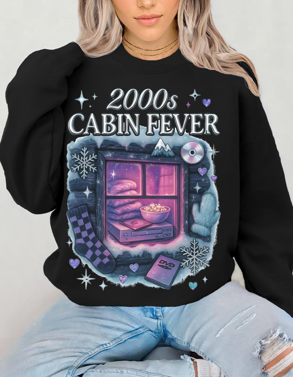 2000s Cabin Fever Sweatshirt - Unisex Cozy Crewneck Nostalgic Y2K Loungewear Graphic Pullover