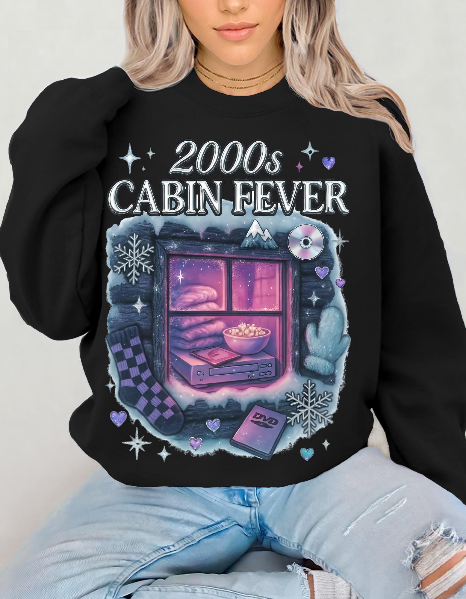 2000s Cabin Fever Sweatshirt - Unisex Cozy Crewneck Nostalgic Y2K Loungewear Graphic Pullover