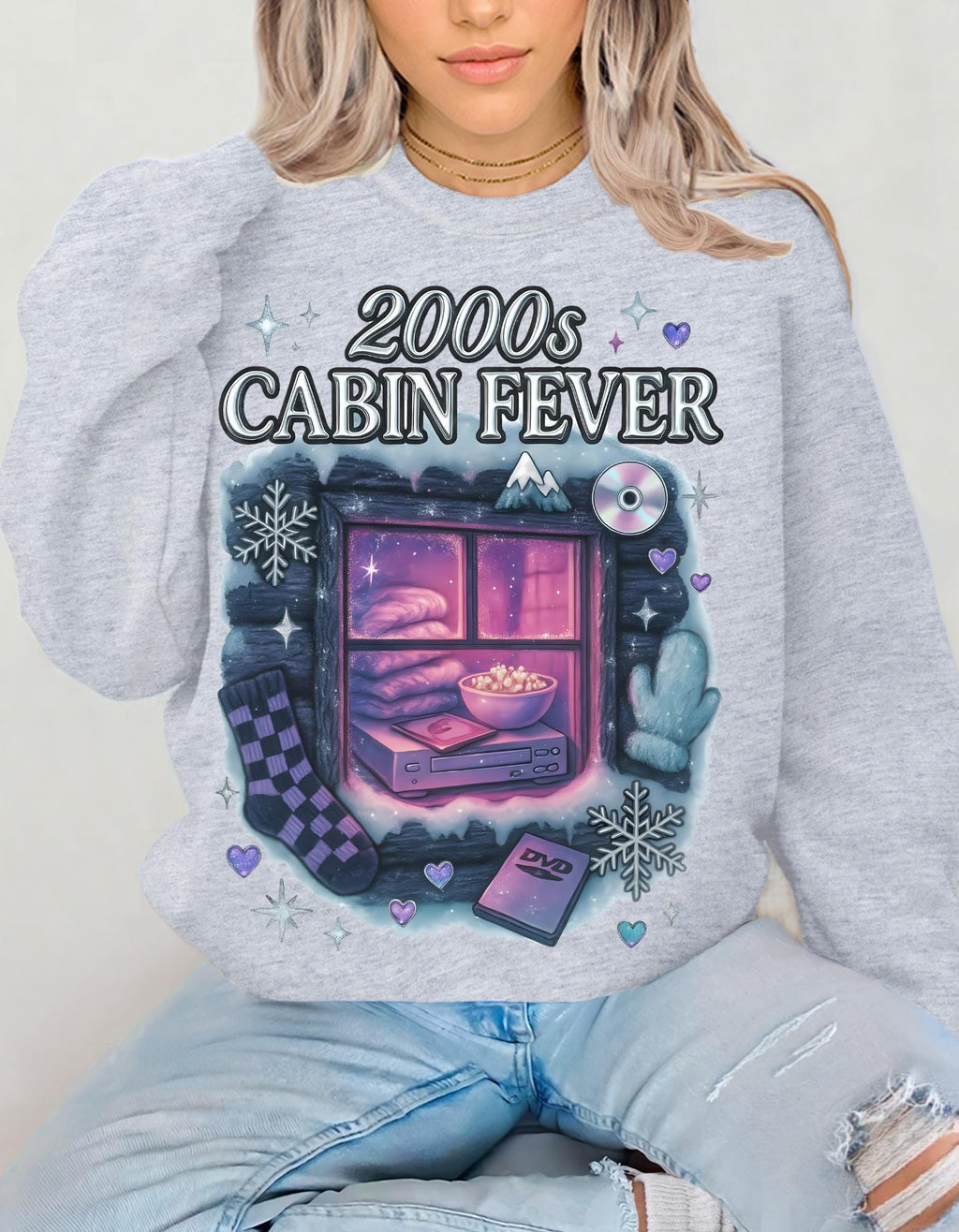 2000s Cabin Fever Sweatshirt - Unisex Cozy Crewneck Nostalgic Y2K Loungewear Graphic Pullover