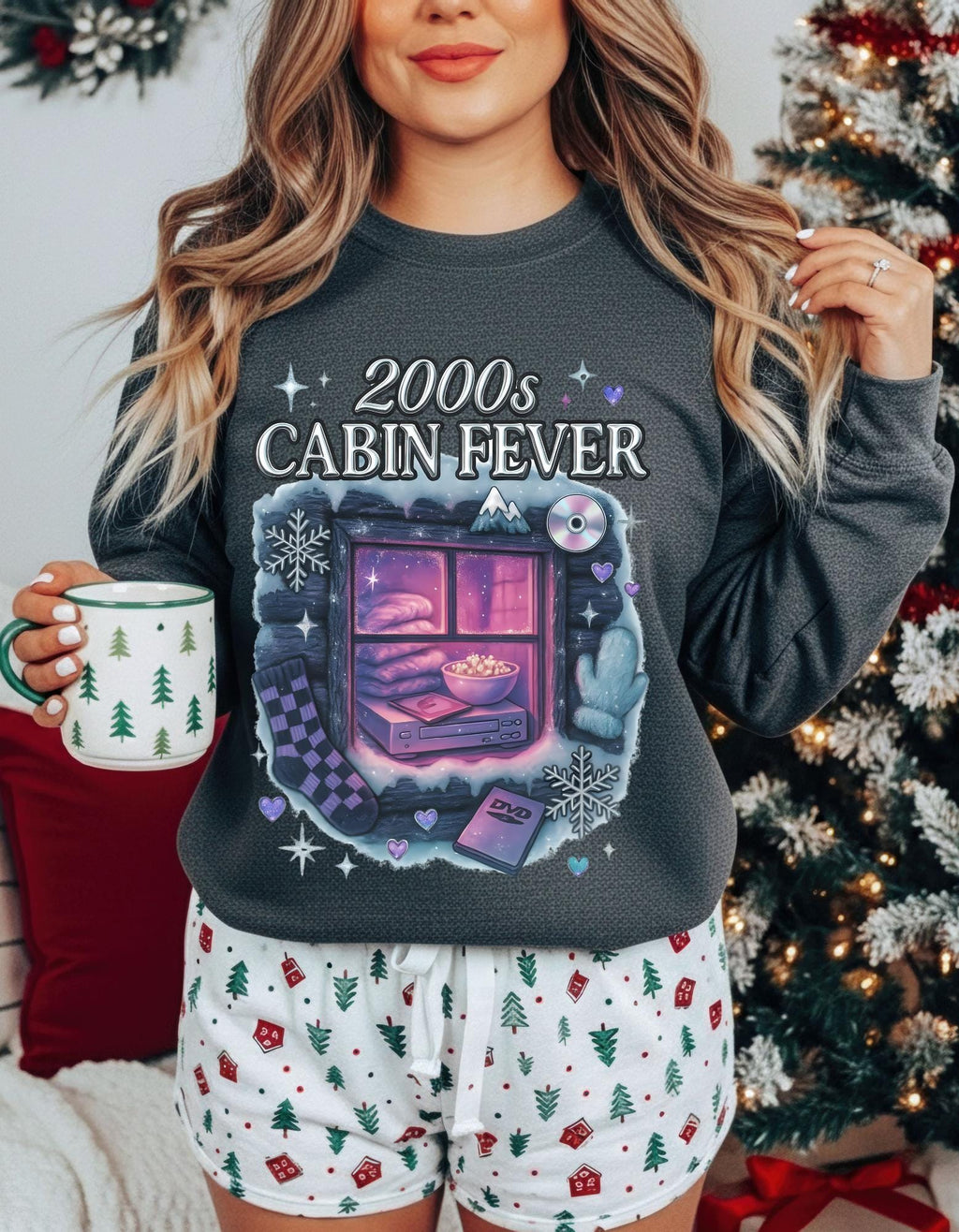 2000s Cabin Fever Sweatshirt - Unisex Cozy Crewneck Nostalgic Y2K Loungewear Graphic Pullover