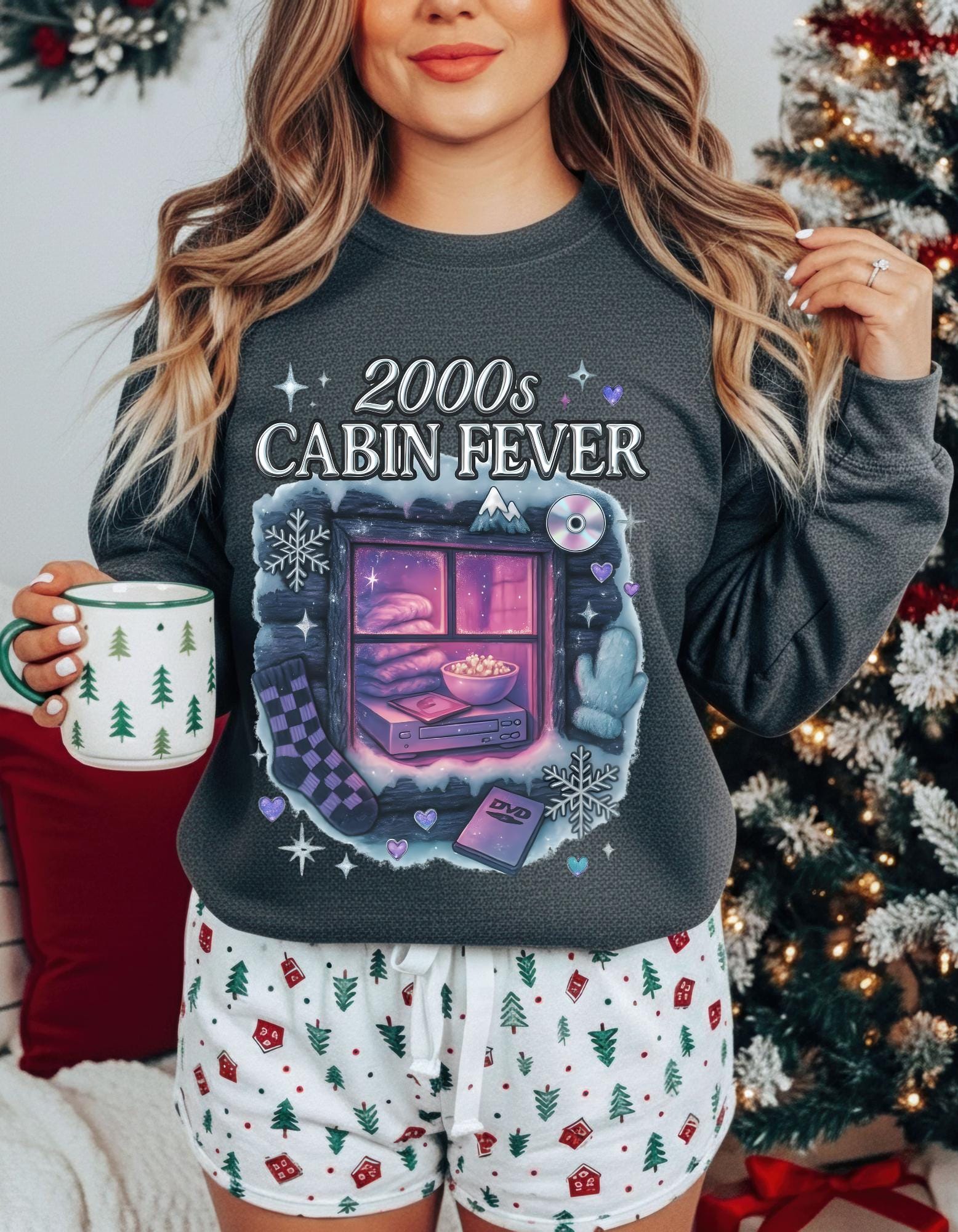 2000s Cabin Fever Sweatshirt - Unisex Cozy Crewneck Nostalgic Y2K Loungewear Graphic Pullover
