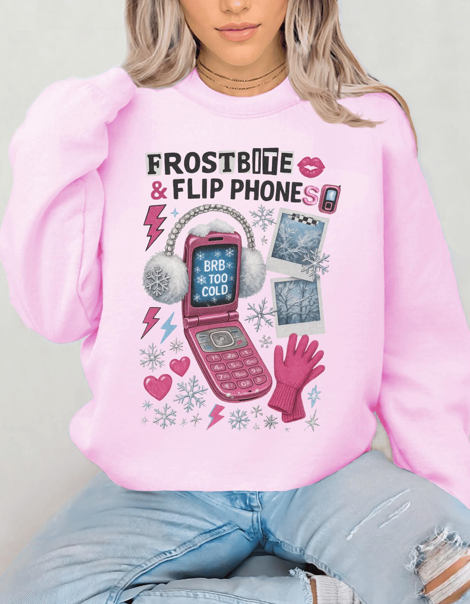 90s Retro Crewneck Sweatshirt, Flip Phones Winter Design