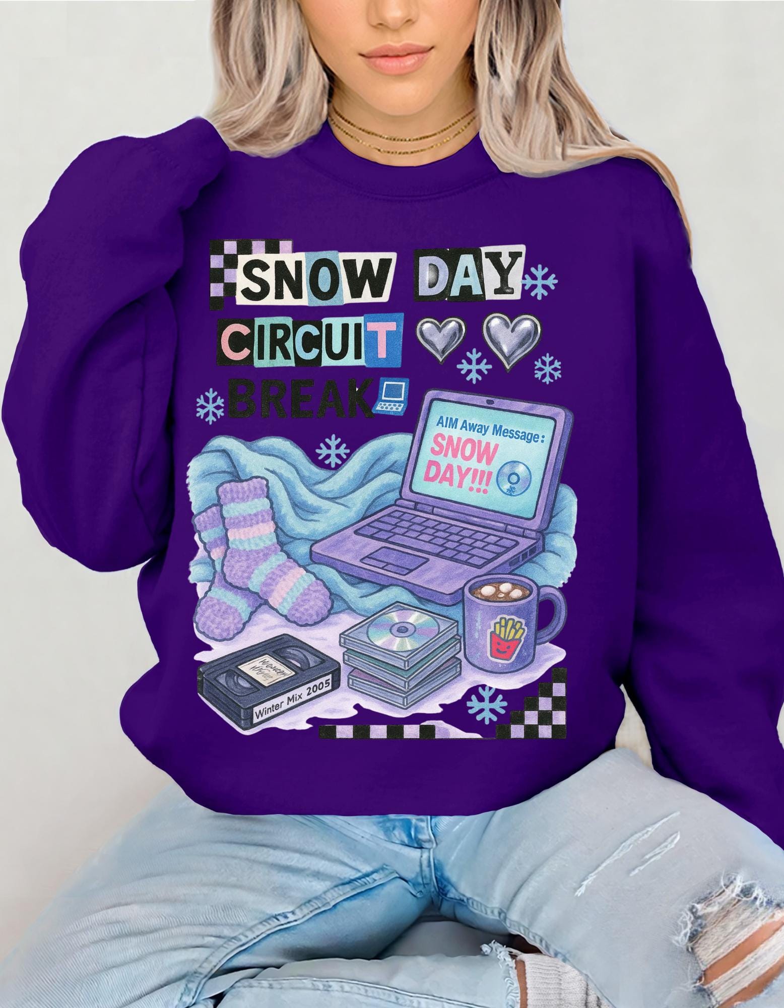 Snow Day Crewneck Sweatshirt, Winter Chill Outfit
