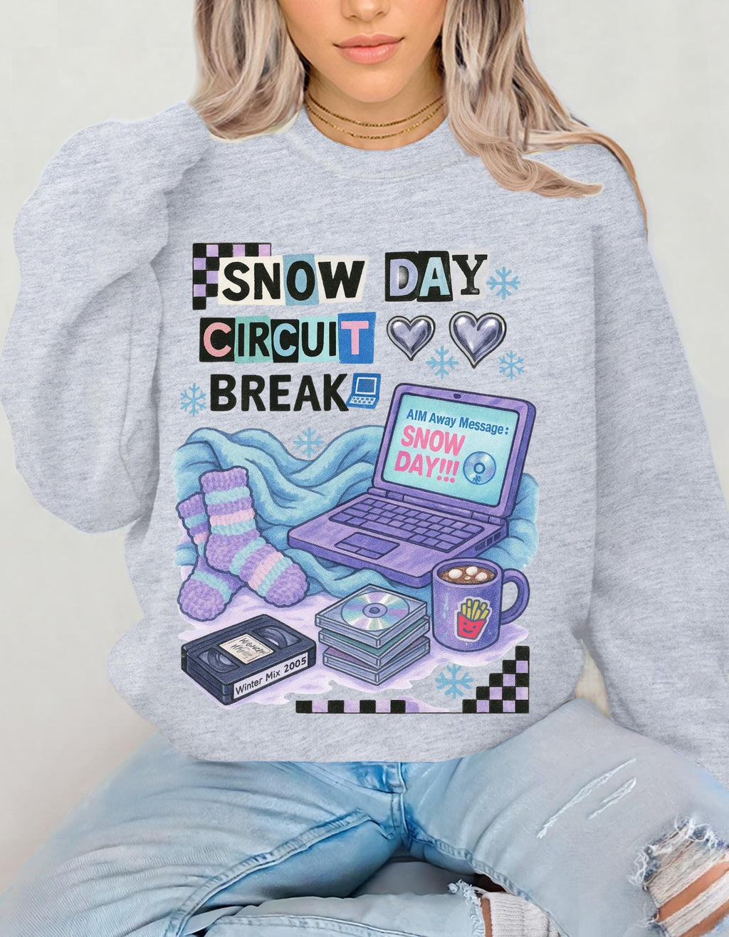 Snow Day Crewneck Sweatshirt, Winter Chill Outfit