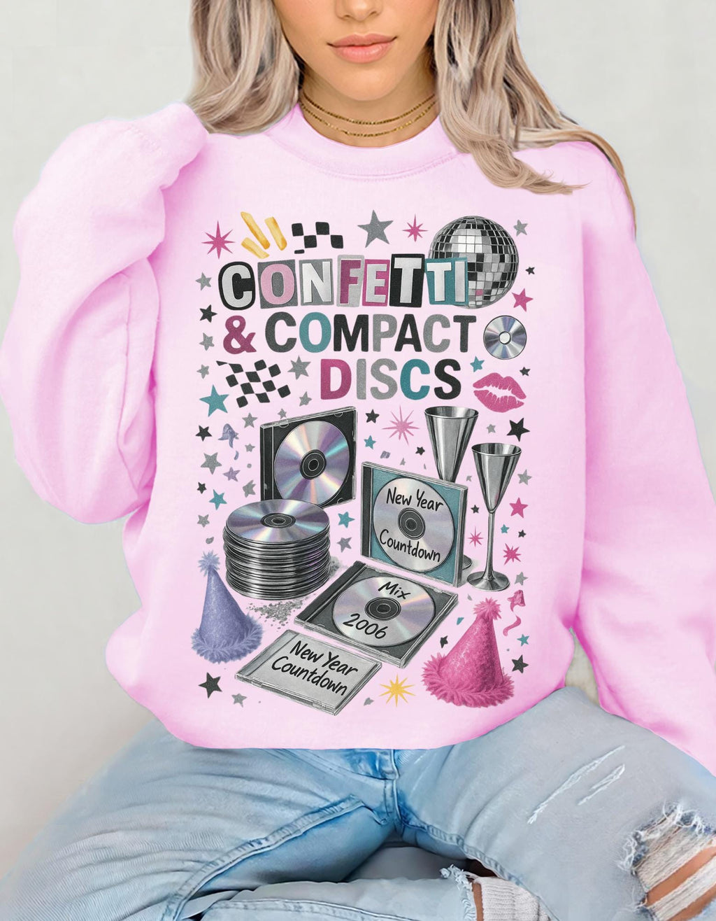 Y2K New Year 2026 Confetti Unisex Crewneck Sweatshirt