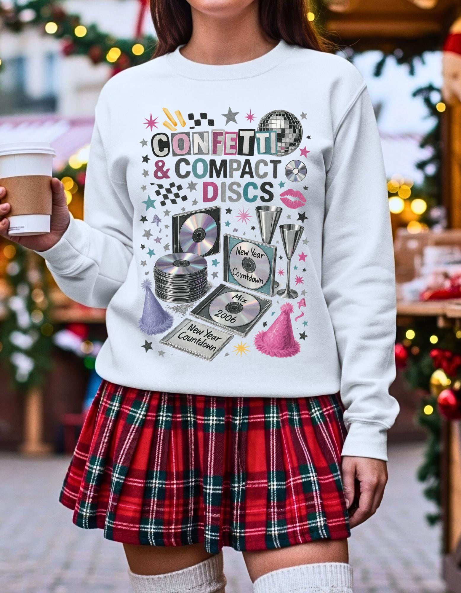 Y2K New Year 2026 Confetti Unisex Crewneck Sweatshirt