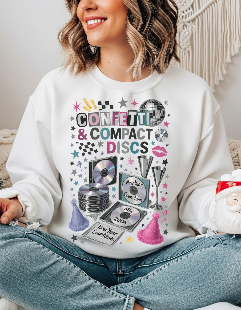 Y2K New Year 2026 Confetti Unisex Crewneck Sweatshirt