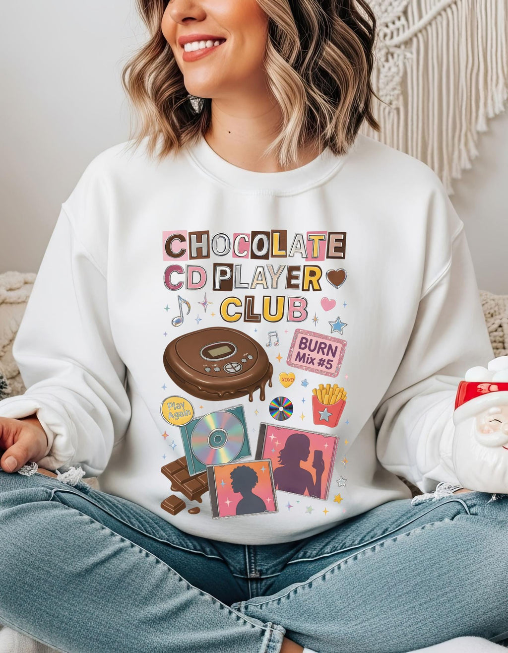 Chocolate CD Player Club Sweatshirt | Retro Y2K Graphic Crewneck