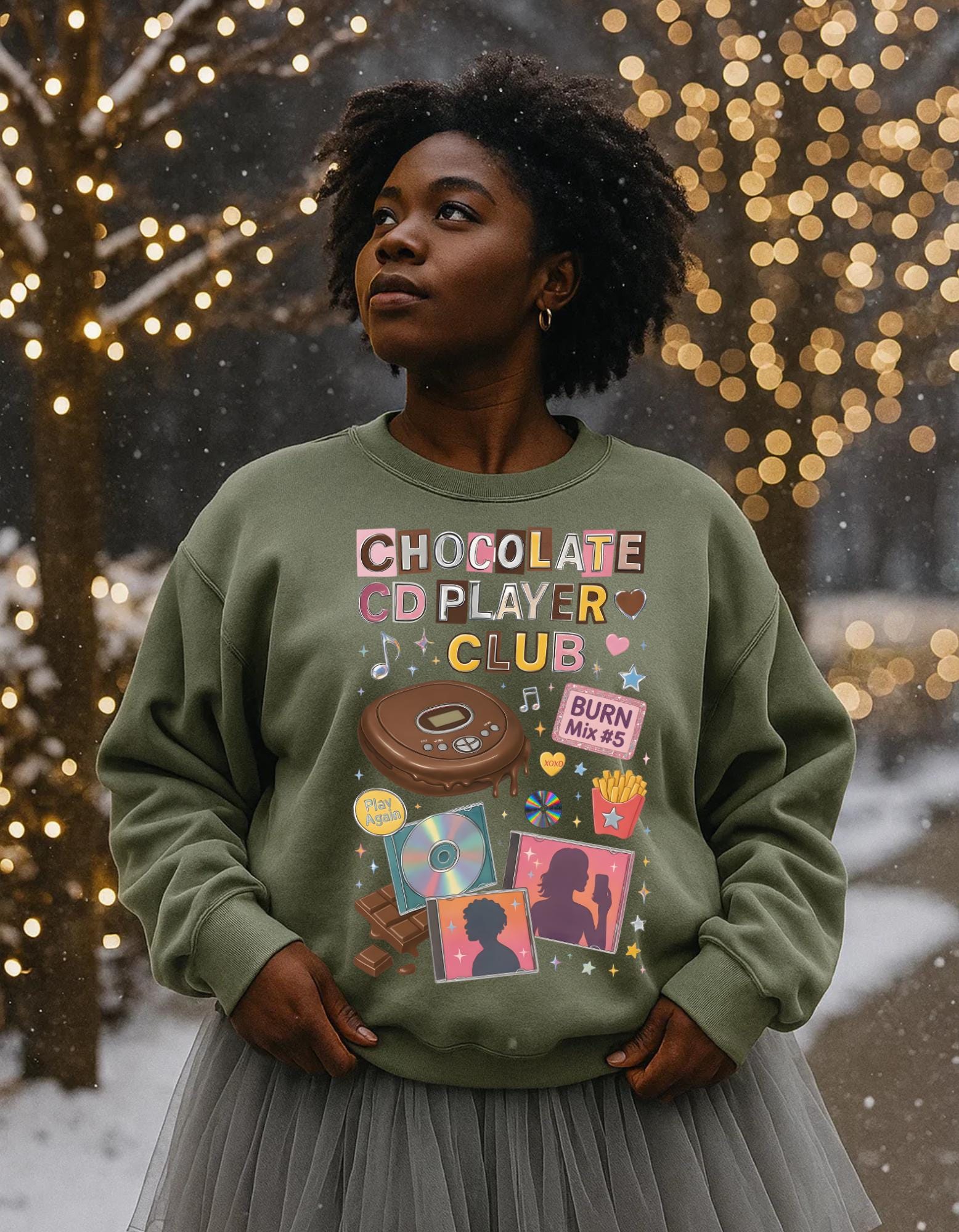 Chocolate CD Player Club Sweatshirt | Retro Y2K Graphic Crewneck