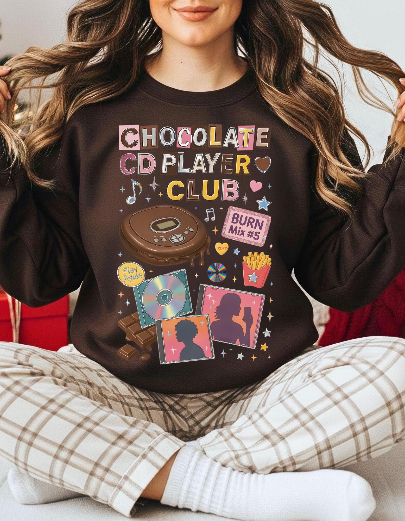 Chocolate CD Player Club Sweatshirt | Retro Y2K Graphic Crewneck