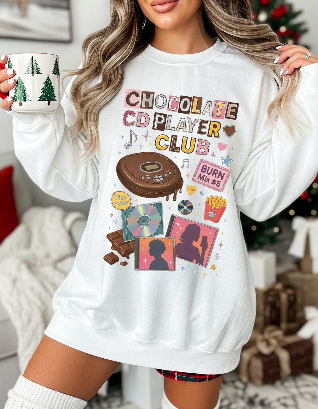 Chocolate CD Player Club Sweatshirt | Retro Y2K Graphic Crewneck