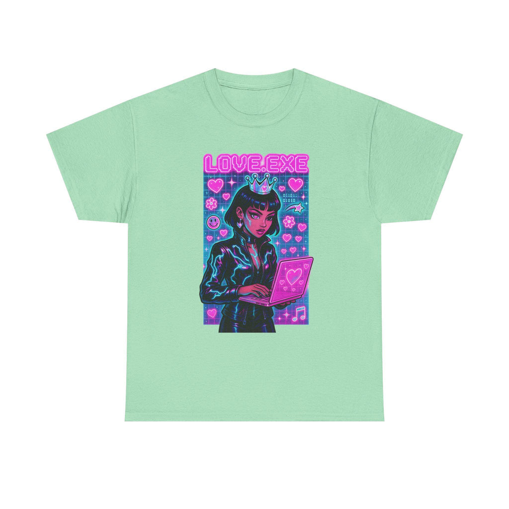 Y2K Cyber Love Exe Graphic Tee - Hacker Girl Retro T-Shirt