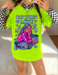Y2K Chrome Graphic Tee: Bad Wired Heartbreaker, Race Car Chick Shirt