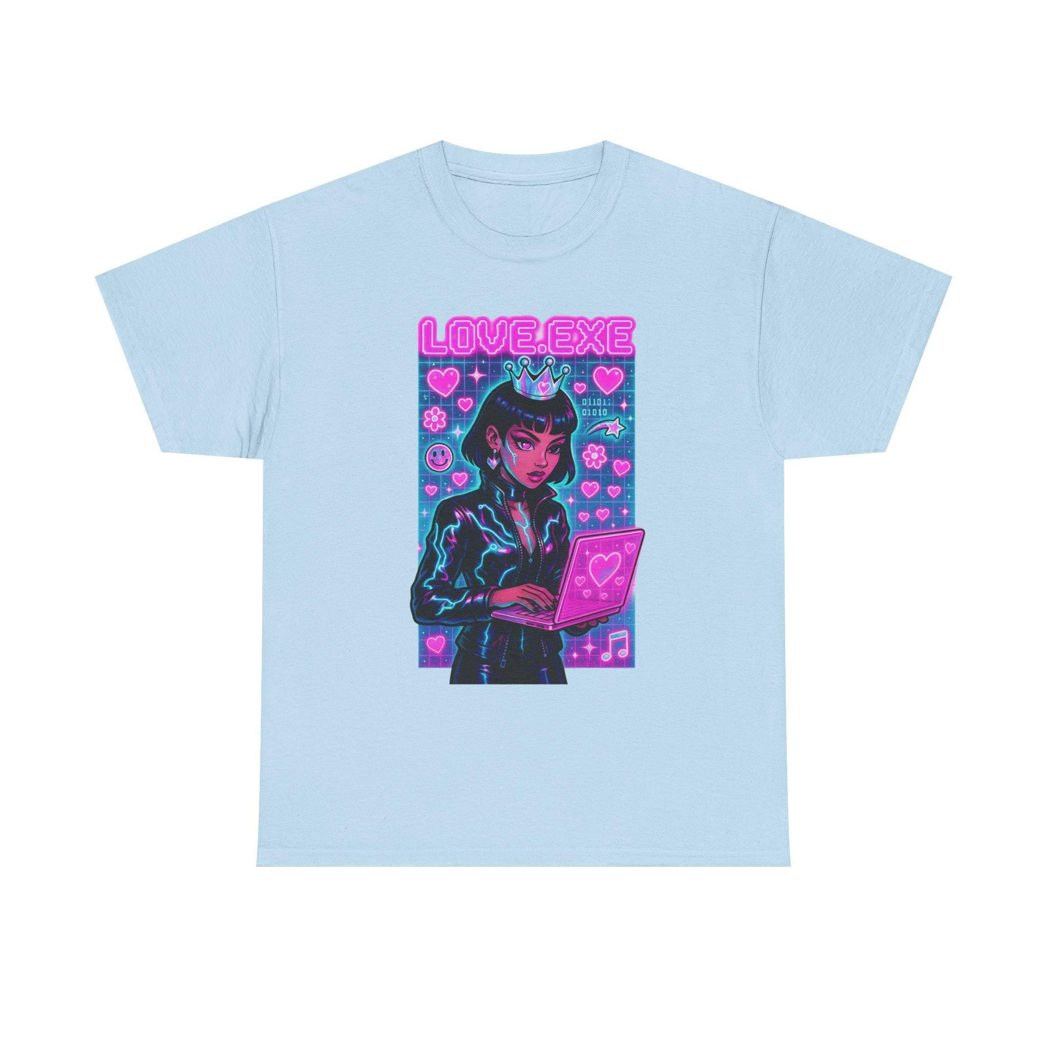 Y2K Cyber Love Exe Graphic Tee - Hacker Girl Retro T-Shirt