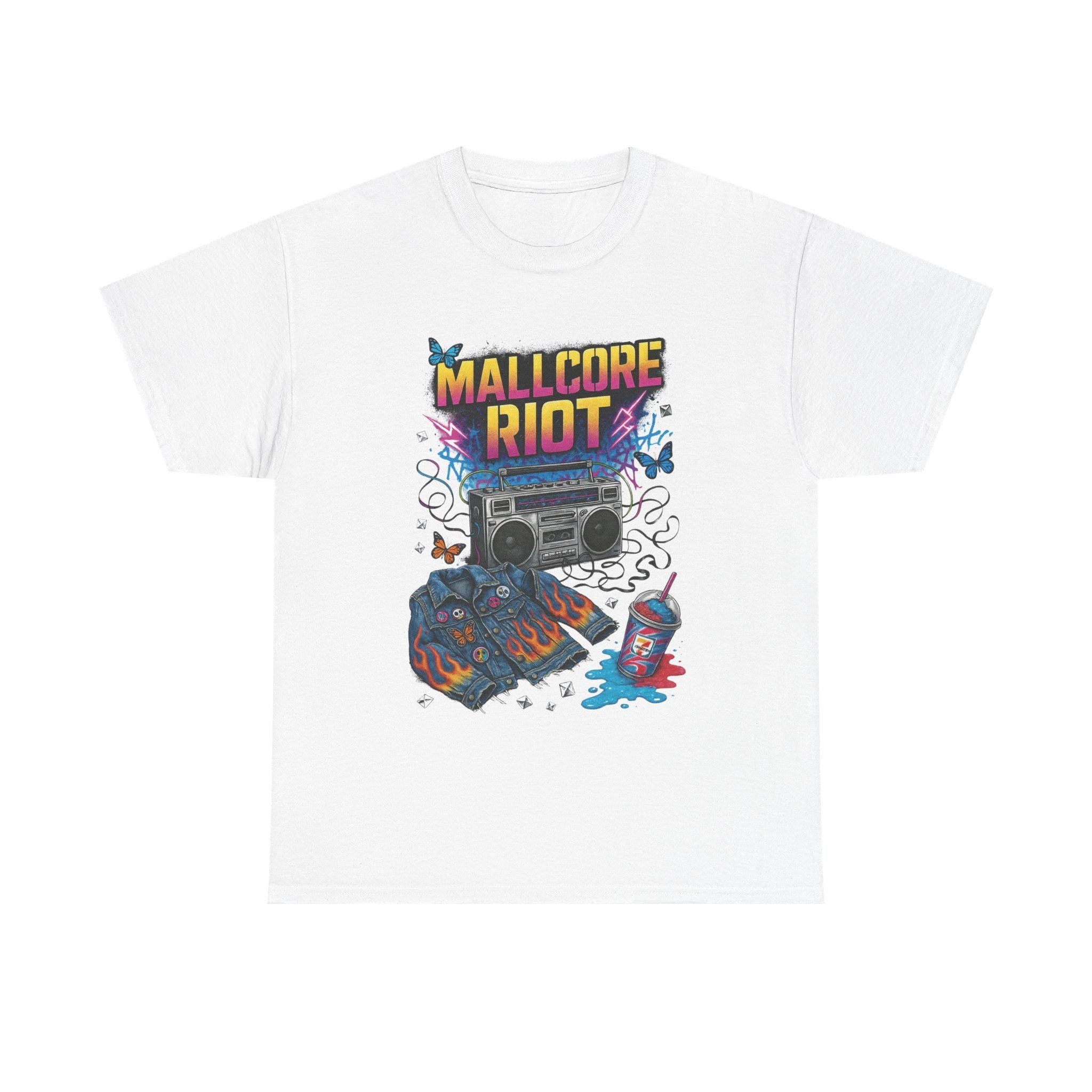 Mallcore Riot Graphic Tee: 90s Grunge Skater Style Alternative Streetwear Fashion