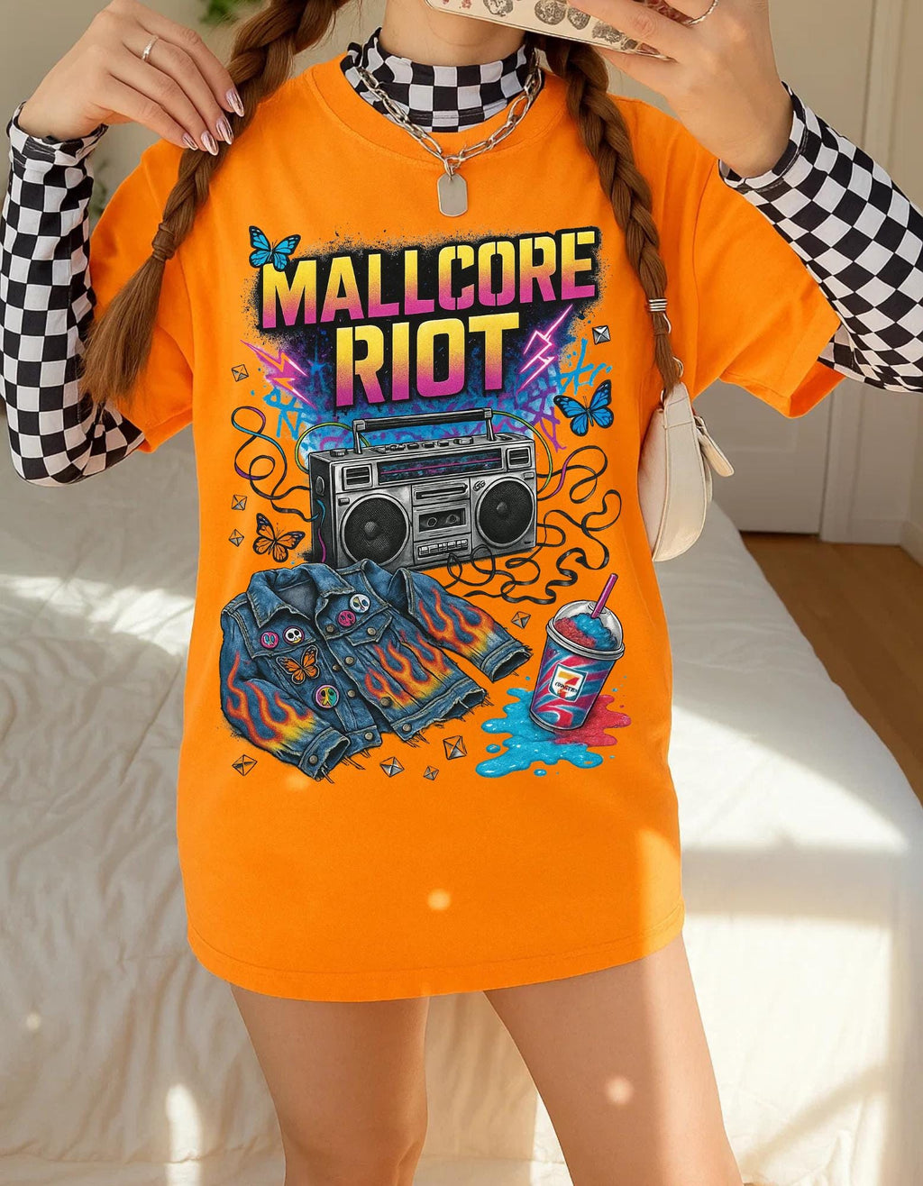 Mallcore Riot Graphic Tee: 90s Grunge Skater Style Alternative Streetwear Fashion