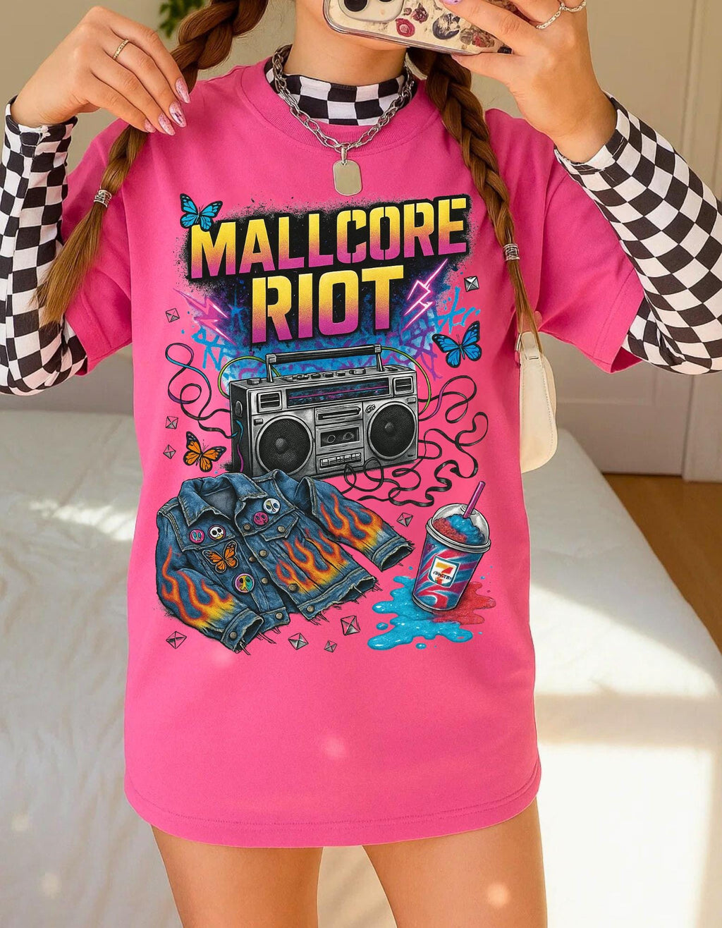 Mallcore Riot Graphic Tee: 90s Grunge Skater Style Alternative Streetwear Fashion