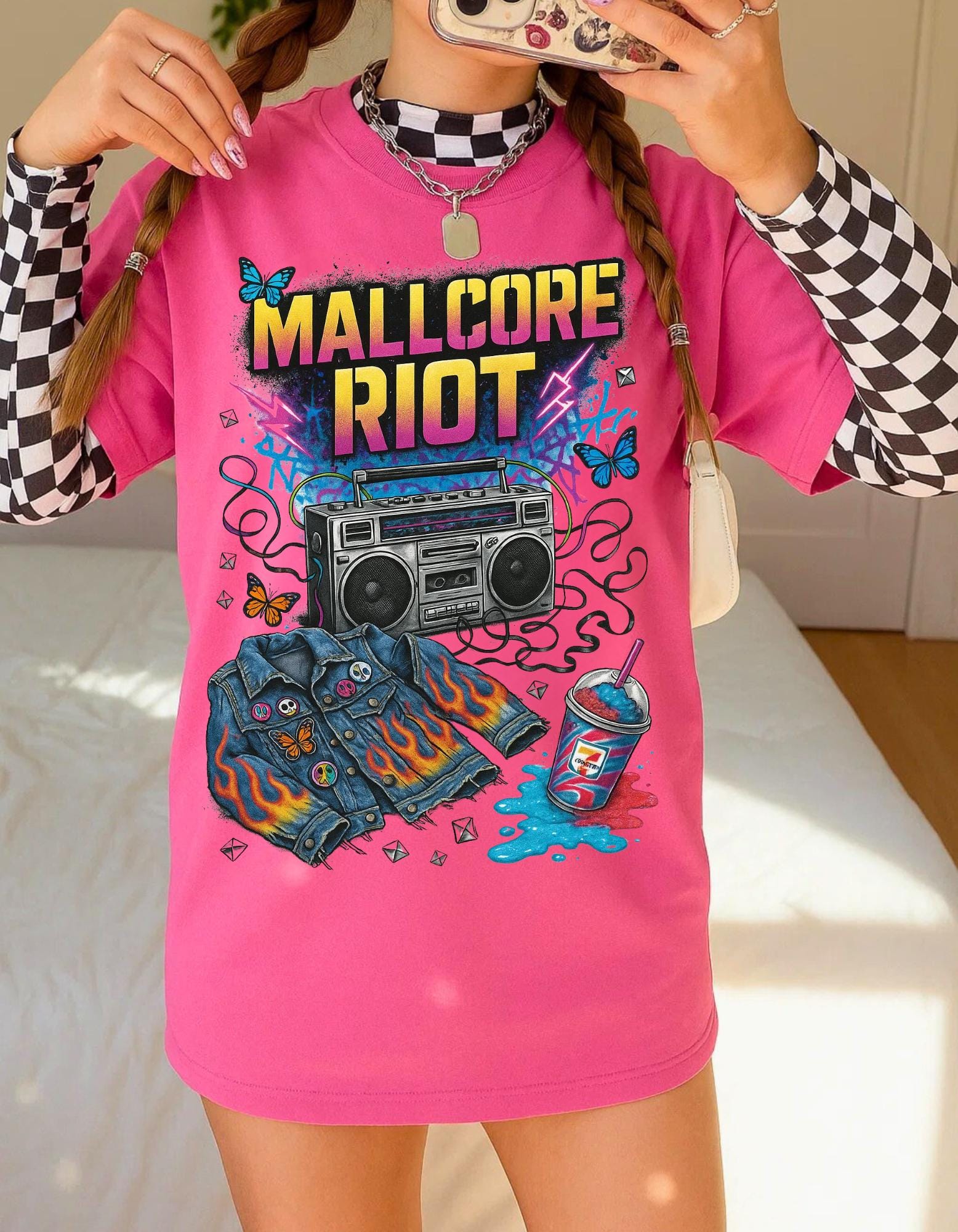 Mallcore Riot Graphic Tee: 90s Grunge Skater Style Alternative Streetwear Fashion
