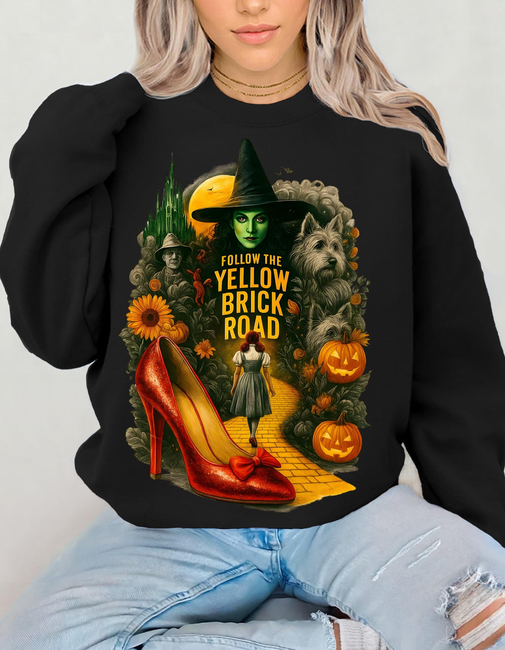 Personalizable Emerald City Autumn Sweatshirt - Festive parody Wizard of Oz Inspired Apparel