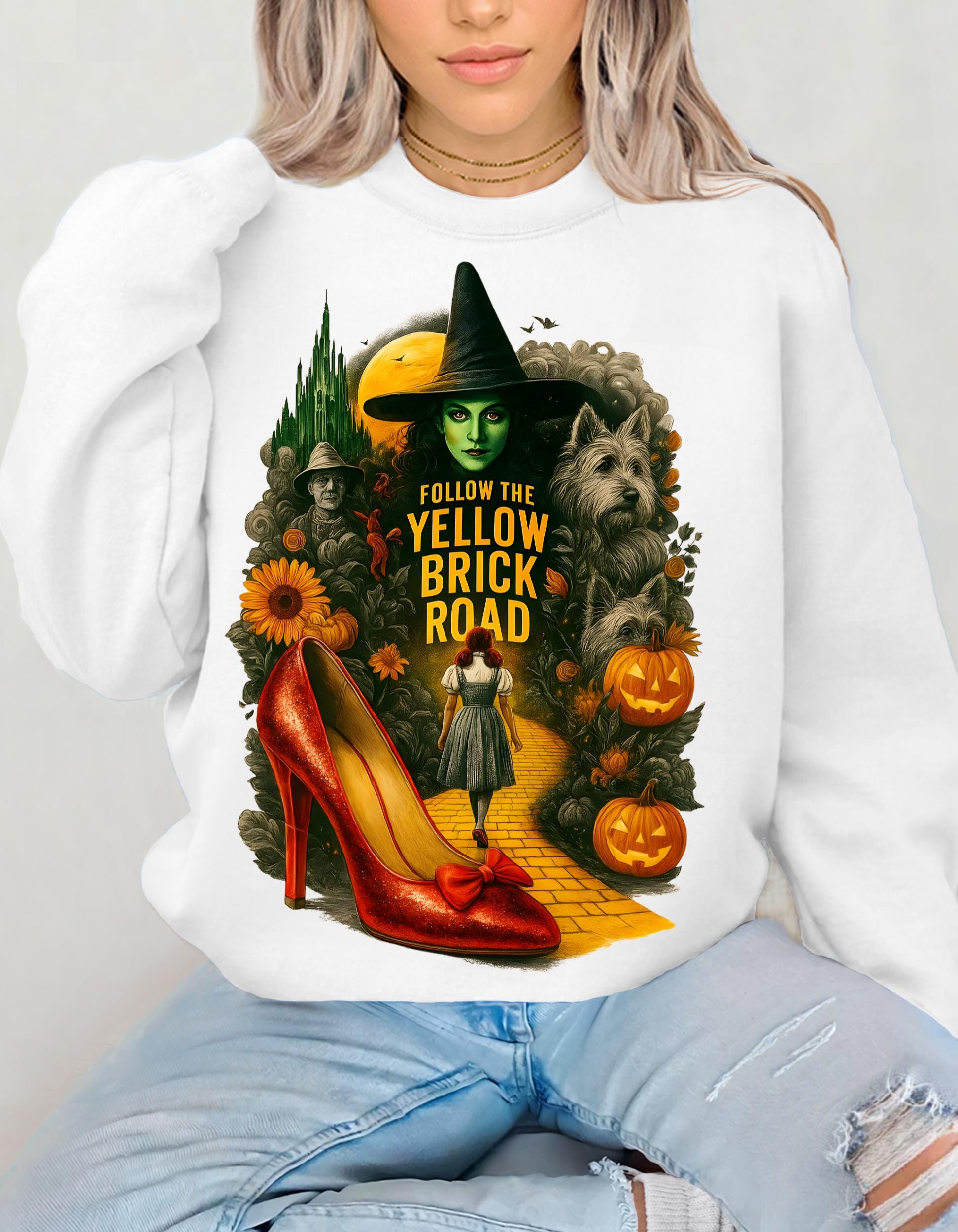 Personalizable Emerald City Autumn Sweatshirt - Festive parody Wizard of Oz Inspired Apparel
