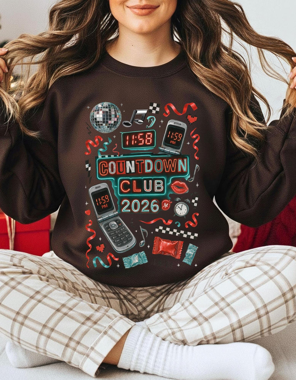 Countdown Club 2026 Sweatshirt New Year Party Retro Electronics Design Vintage Unisex Celebration Wear