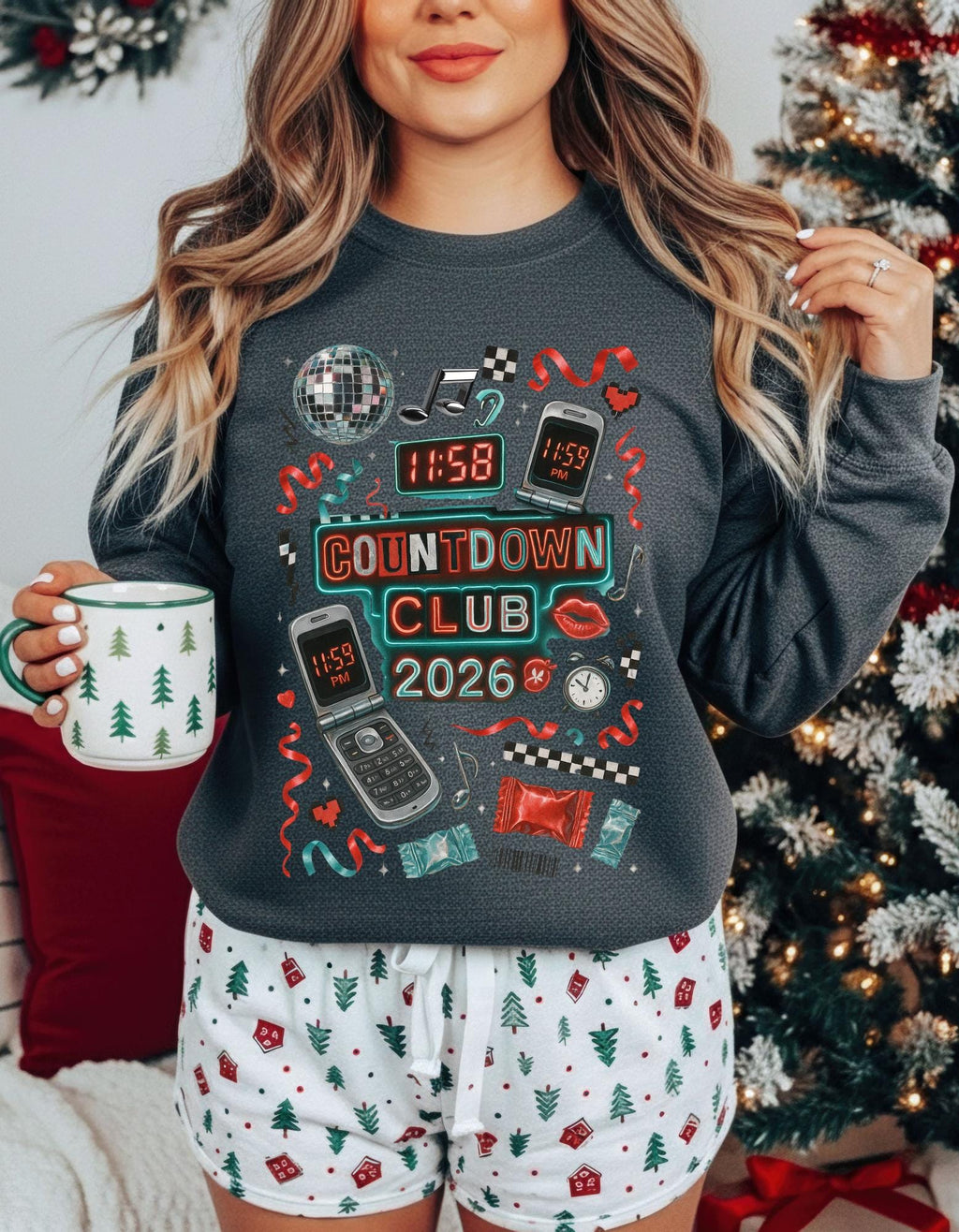Countdown Club 2026 Sweatshirt New Year Party Retro Electronics Design Vintage Unisex Celebration Wear