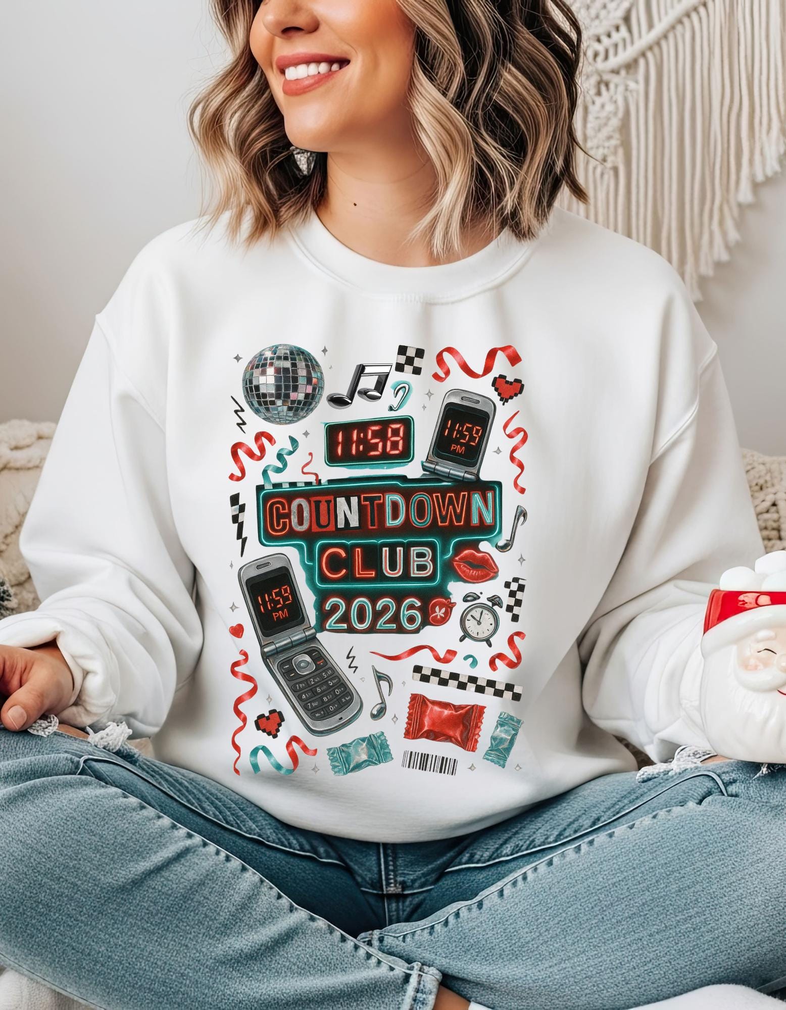 Countdown Club 2026 Sweatshirt New Year Party Retro Electronics Design Vintage Unisex Celebration Wear