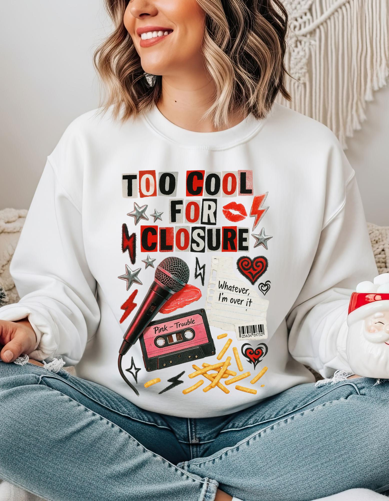 Too Cool For Closure Graphic Cassette Sweatshirt | Retro Punk Lightning Hearts Vintage Music Pullover