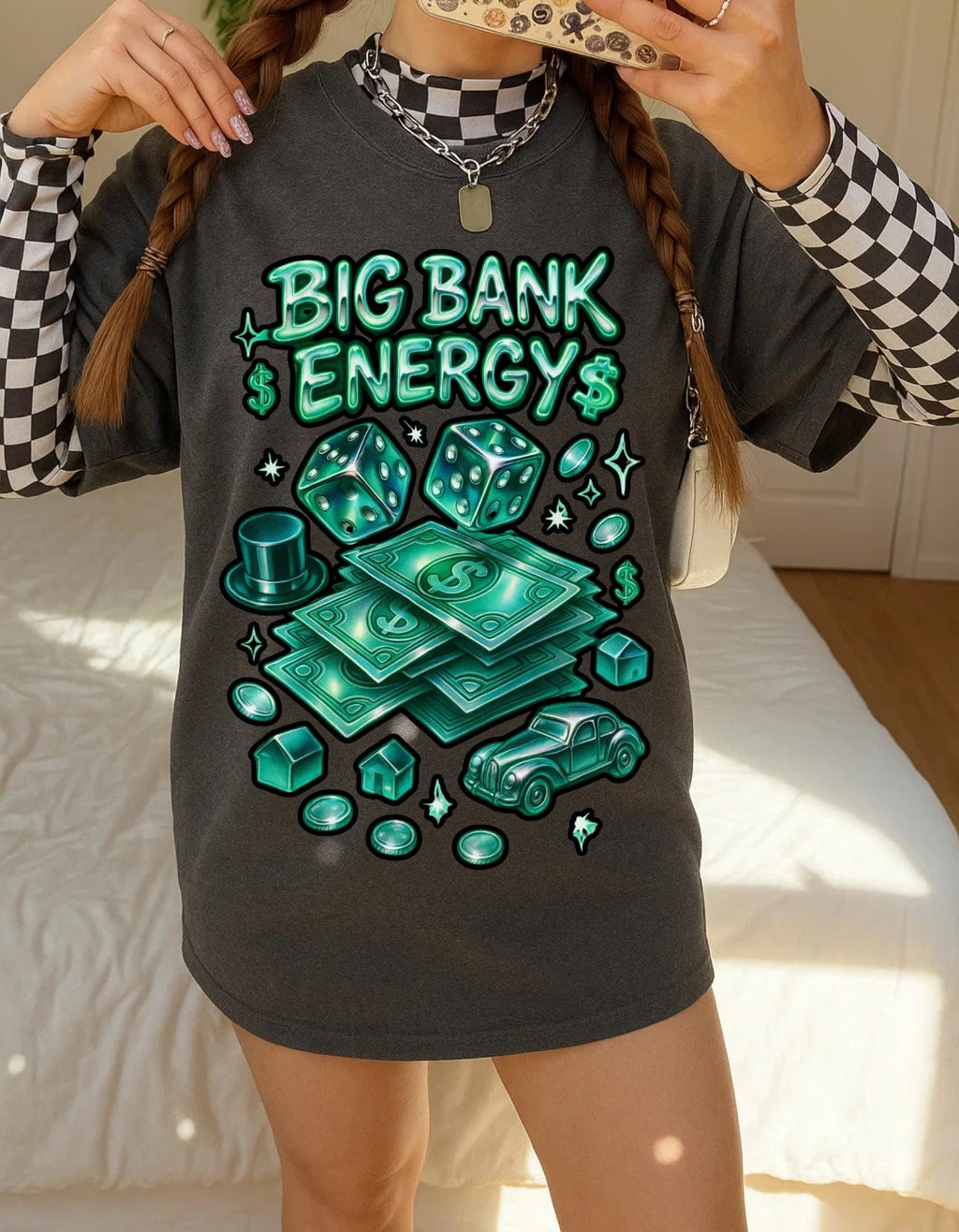 Big Bank Energy Graphic Tee: Y2K Money Moves Streetwear Shirt
