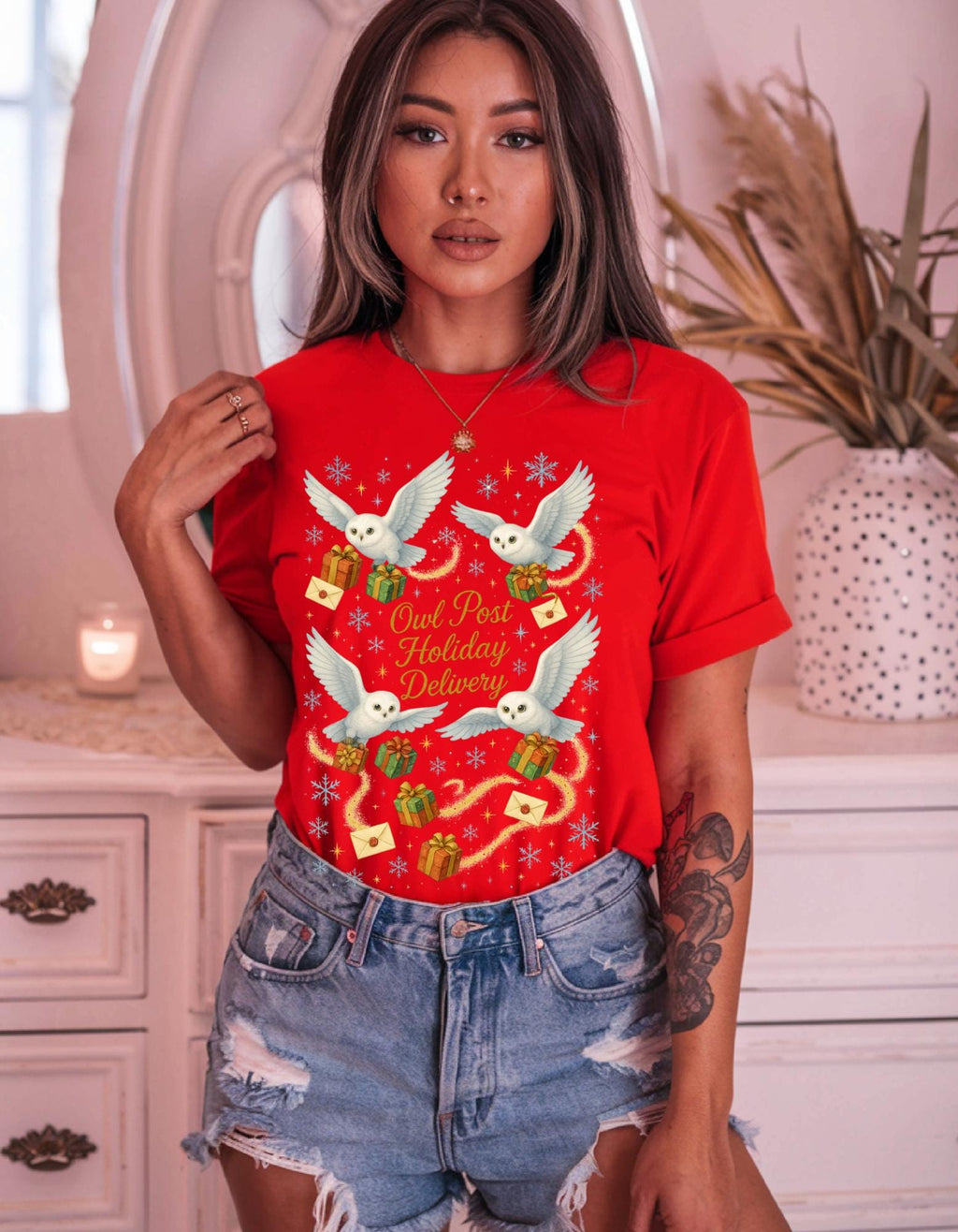 Magical Owl Holiday Delivery Sweatshirt: Potter Fans Christmas Pullover