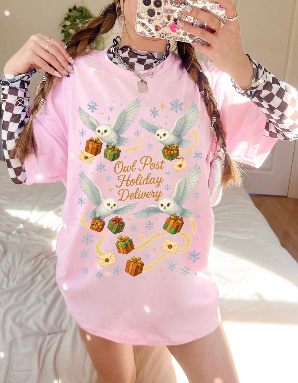 Magical Owl Holiday Delivery Sweatshirt: Potter Fans Christmas Pullover
