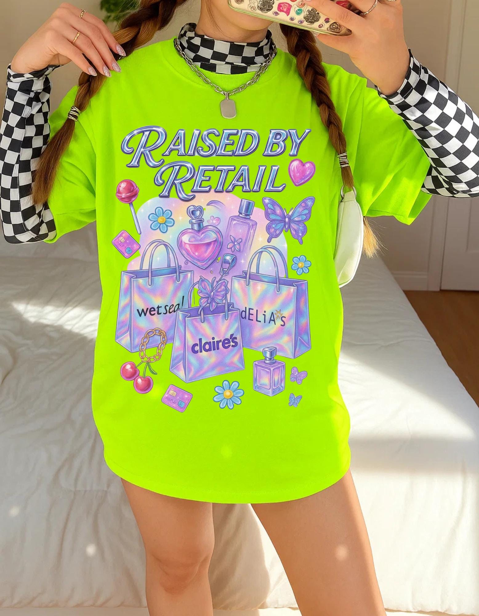 Raised by Retail Graphic Tee | Y2K Nostalgia Shirt | Mall Babe Era T-Shirt