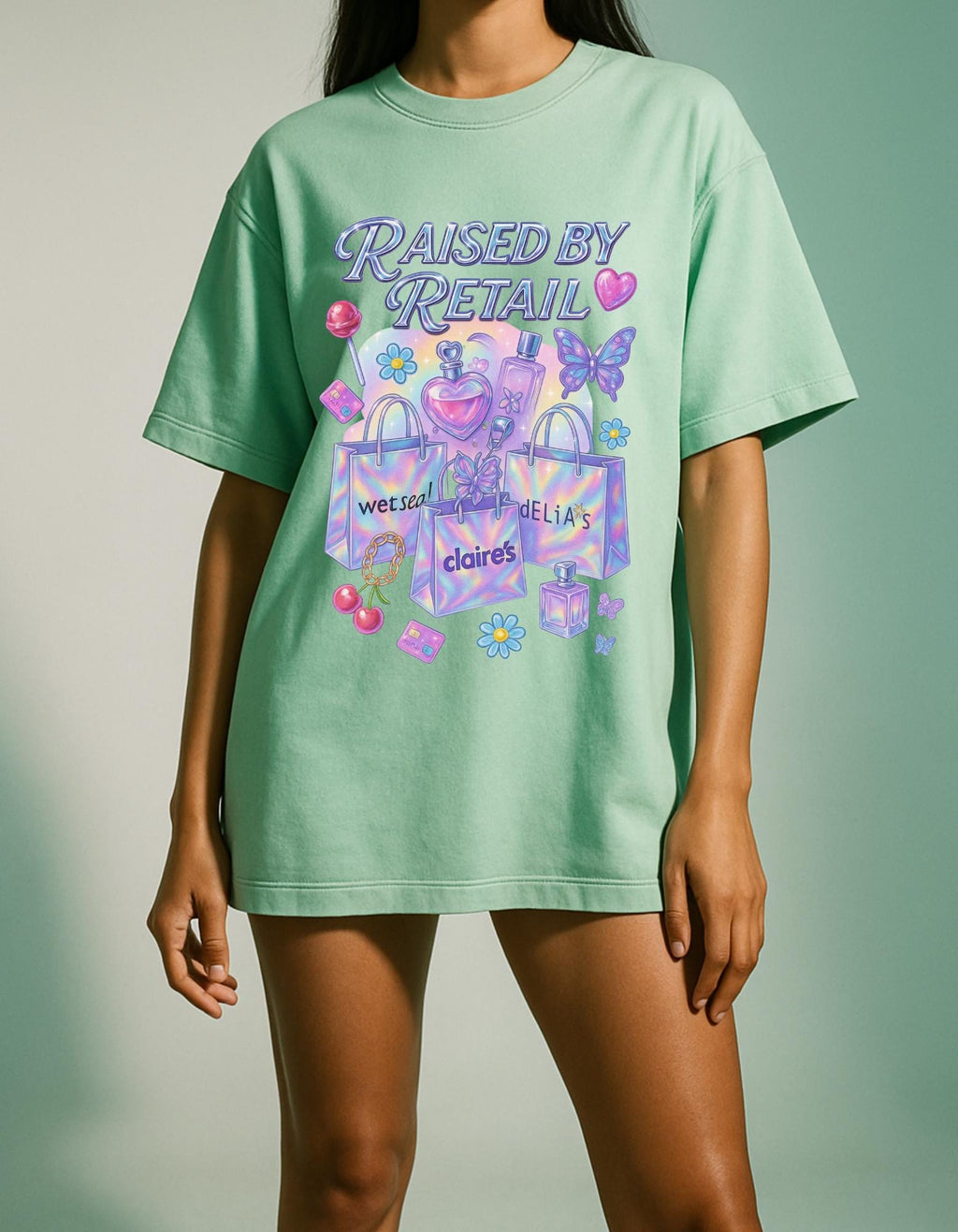 Raised by Retail Graphic Tee | Y2K Nostalgia Shirt | Mall Babe Era T-Shirt