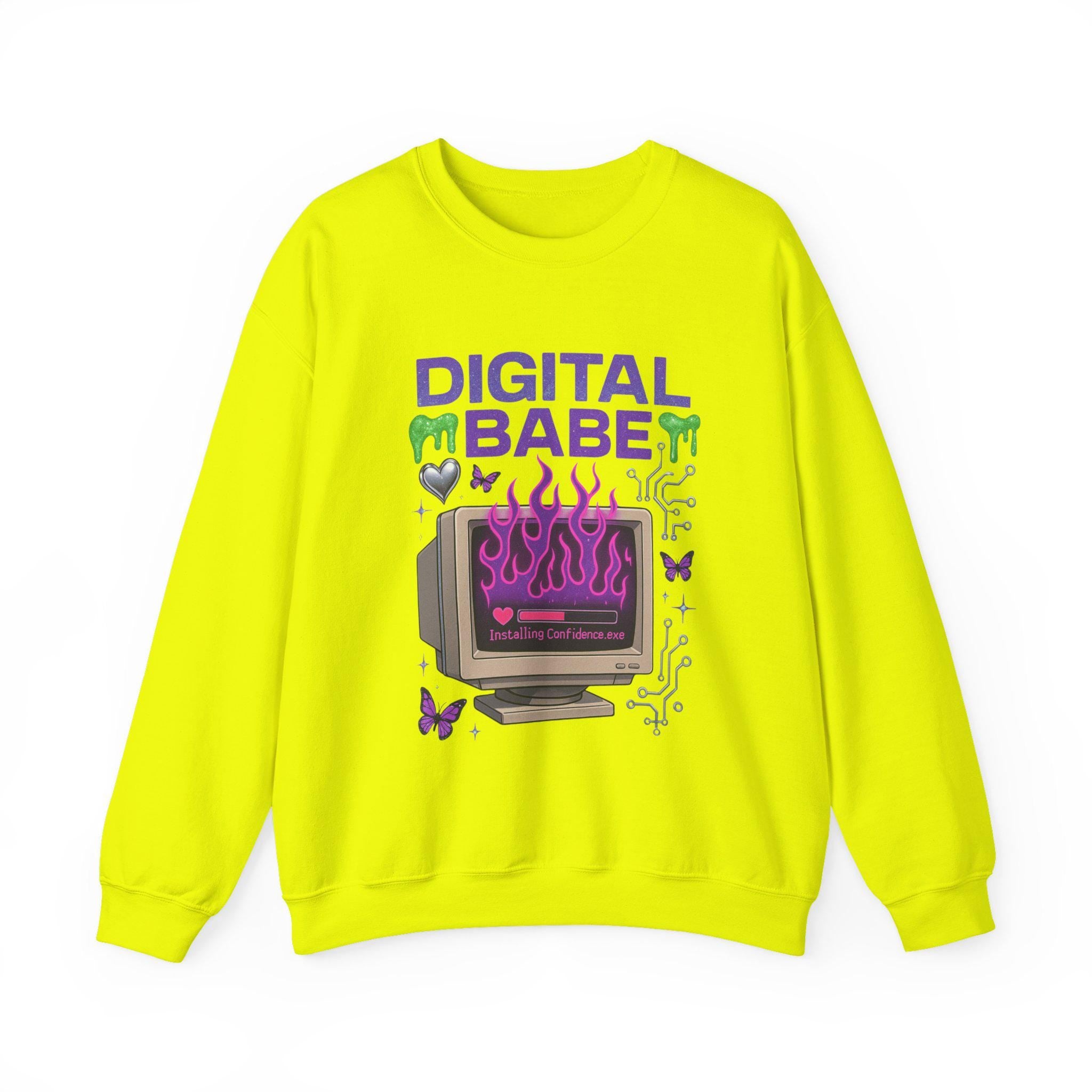 Y2K Cyber Girl Sweatshirt | Retro Computer Graphic Crewneck