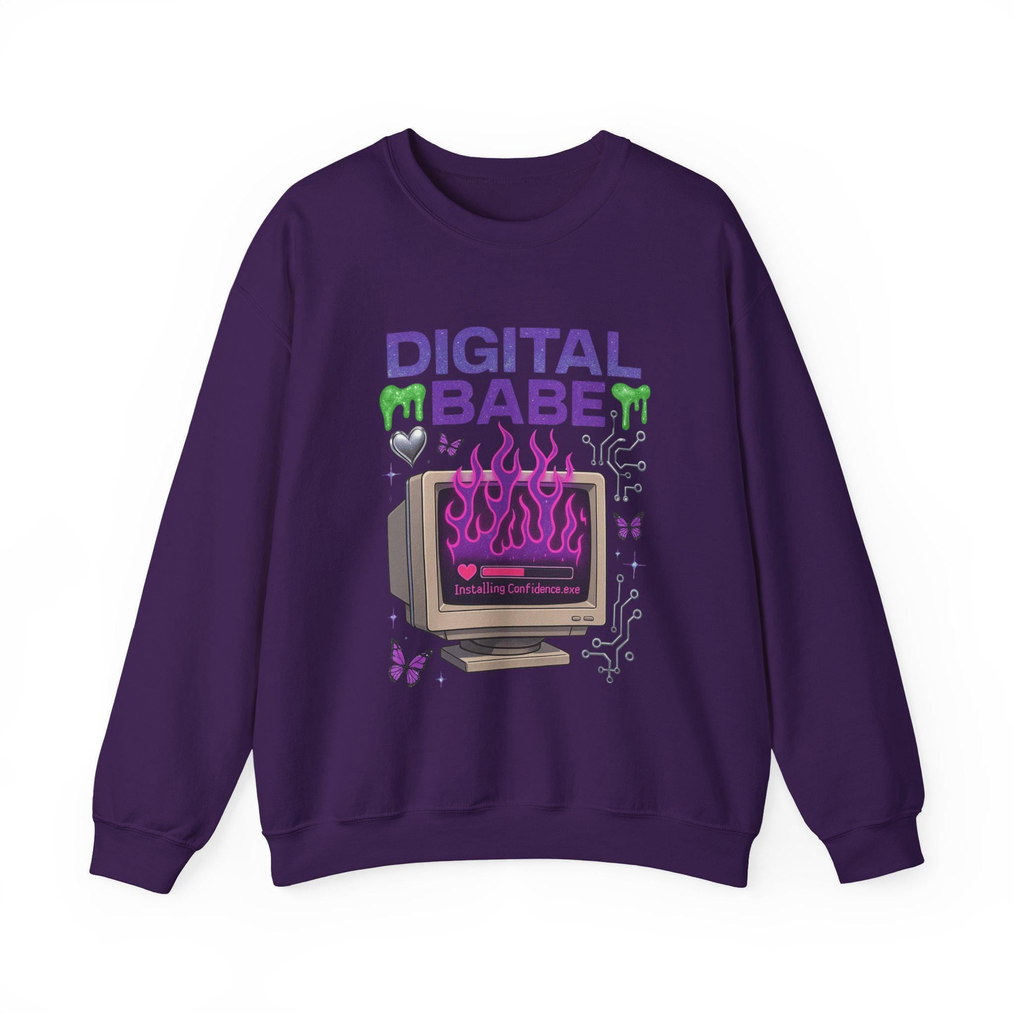 Y2K Cyber Girl Sweatshirt | Retro Computer Graphic Crewneck