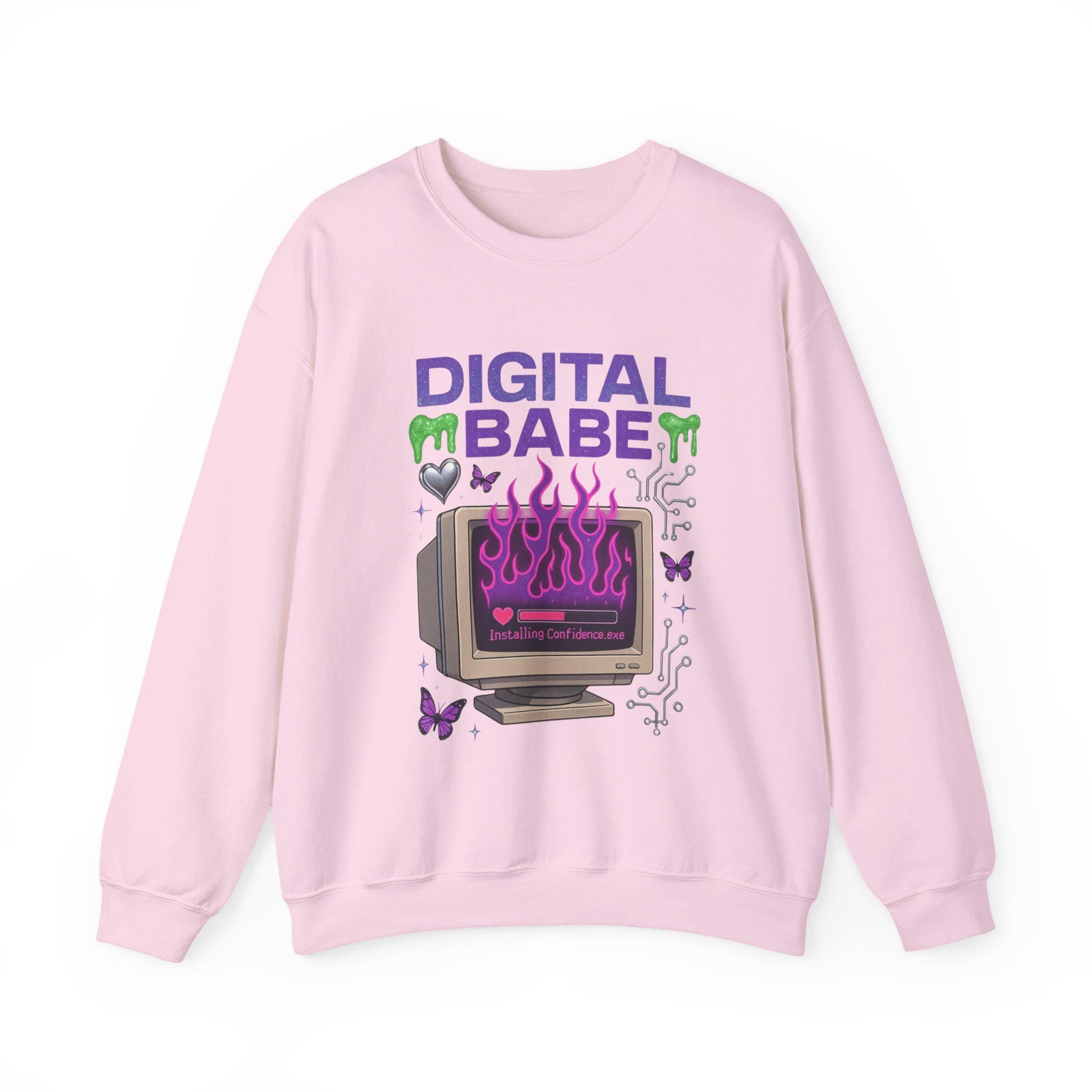 Y2K Cyber Girl Sweatshirt | Retro Computer Graphic Crewneck