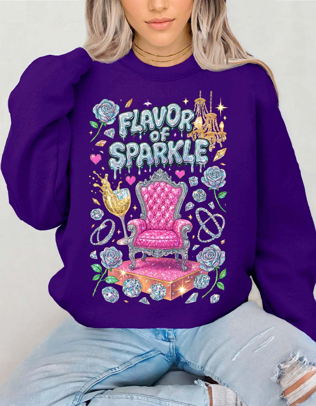 Sparkle Flavor Cozy Unisex Crewneck Sweatshirt - Holiday Casual Fashion Gift