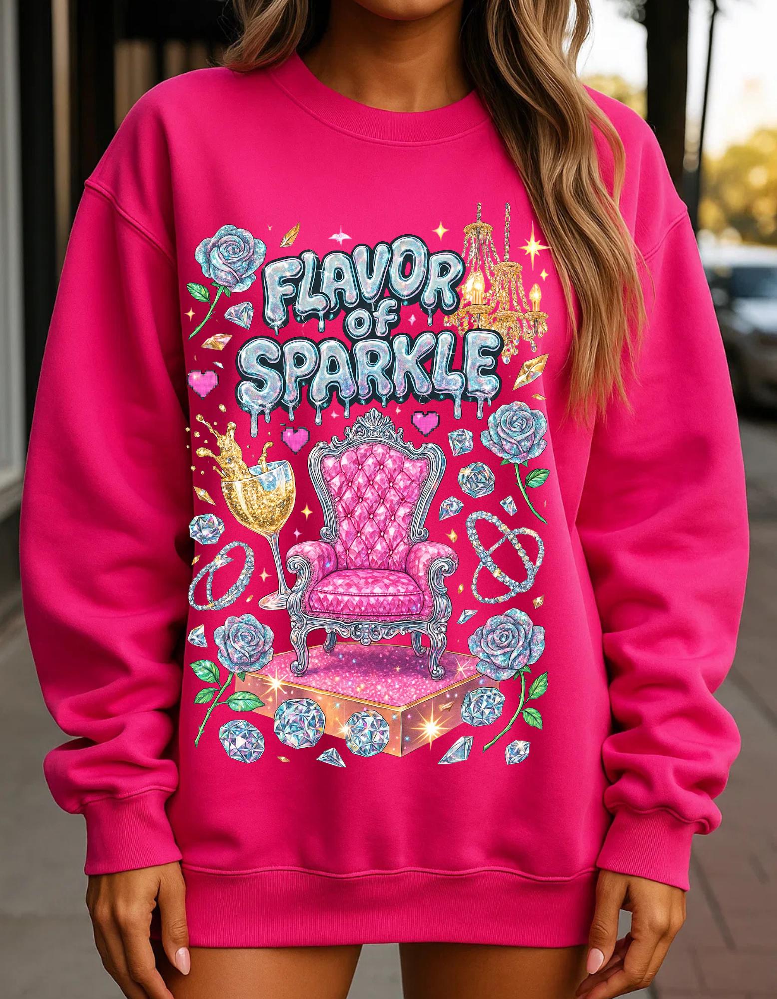 Sparkle Flavor Cozy Unisex Crewneck Sweatshirt - Holiday Casual Fashion Gift